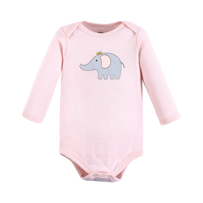 Hudson Baby Infant Girl Cotton Layette Set, Pink Gray Elephant
