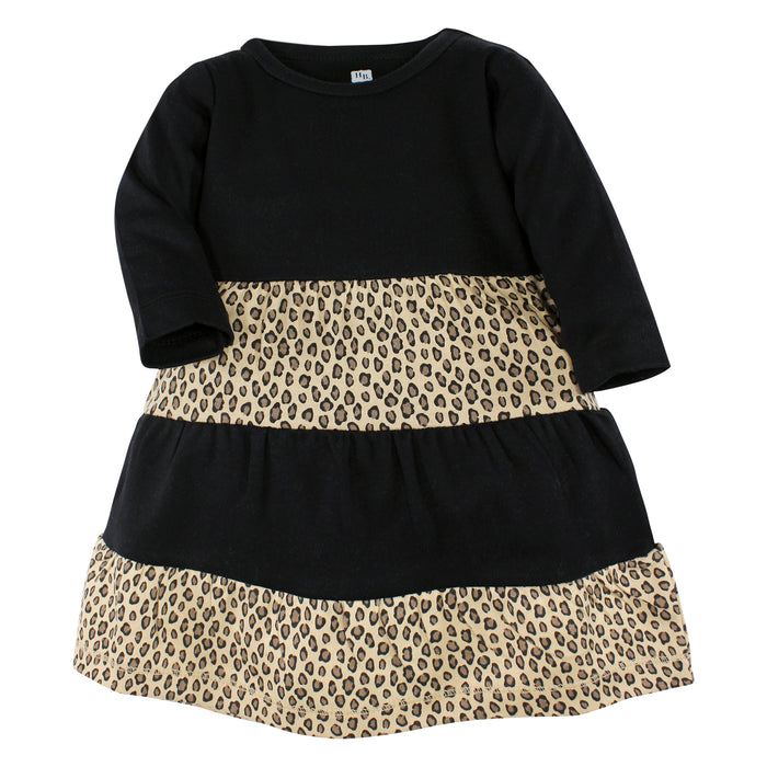 Hudson Baby Girl Cotton Dresses, Leopard Gold Heart 2-Pack