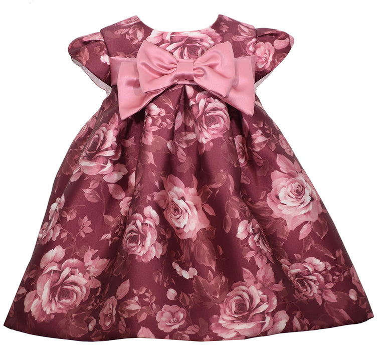 Bonnie Baby Bow Front Trapeze Dress in Rose Floral