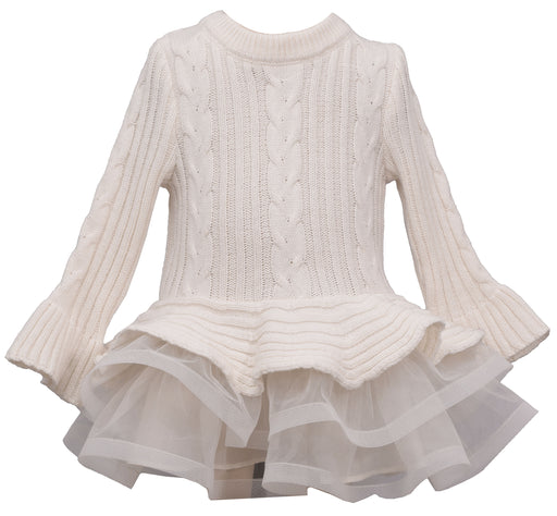 Bonnie Baby Sweater Dress with Tulle in Ivory