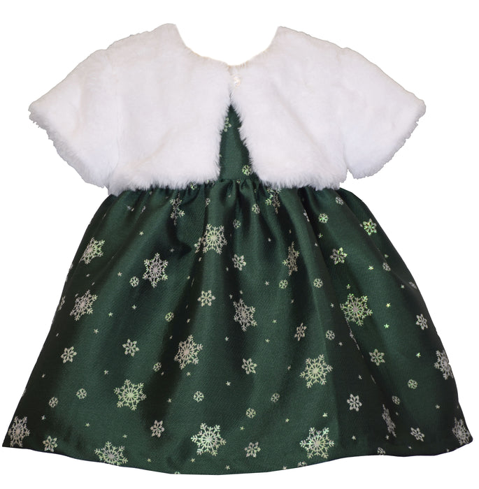 Bonnie Baby Snowflake Dress with Jacket in Green