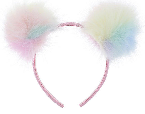 Capelli of New York Fuzzy Tie Dye Pom Plastic Headband