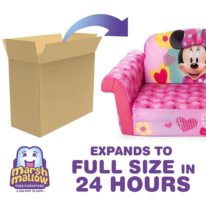 Marshmallow Furniture Kids 2-in-1 Flip Open Foam Compress Sofa Bed, Minnie Mouse