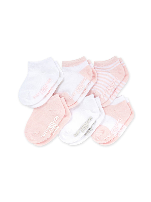 Burts Bees Solid And Stripes Organic Cotton Baby Ankle Socks 6 Pack