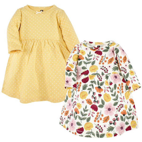 Hudson Baby Girl Cotton Dresses, Fall Botanical 2-Pack