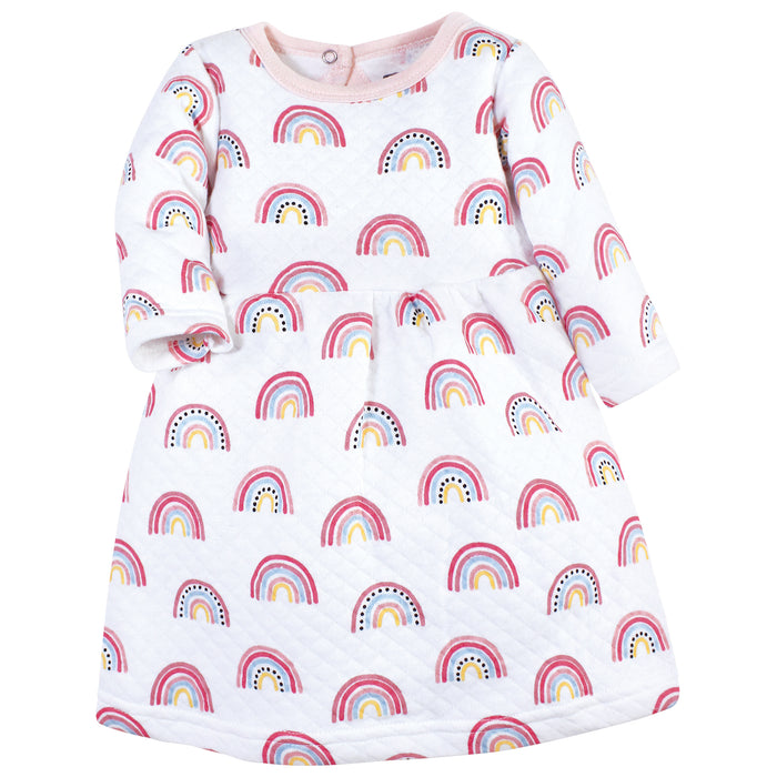 Hudson Baby Infant and Toddler Girl Cotton Dresses, Modern Rainbow