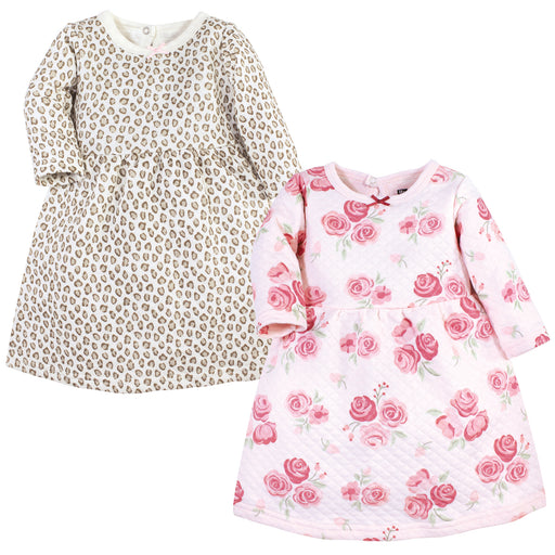 Hudson Baby Infant and Toddler Girl Cotton Dresses, Blush Rose Leopard
