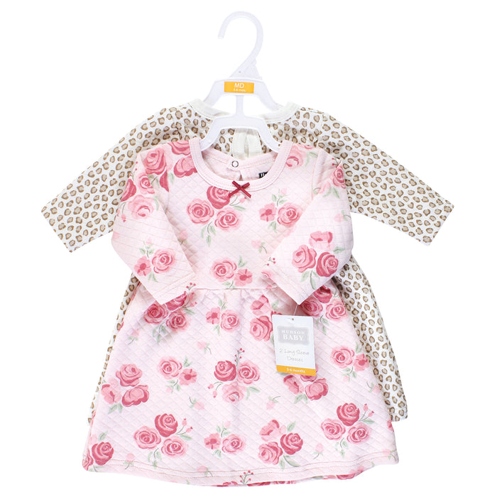 Hudson Baby Infant and Toddler Girl Cotton Dresses, Blush Rose Leopard