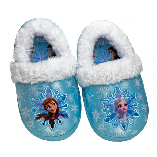 Disney Frozen Anna and Elsa Girls Dual Sizes Slippers Blue/White