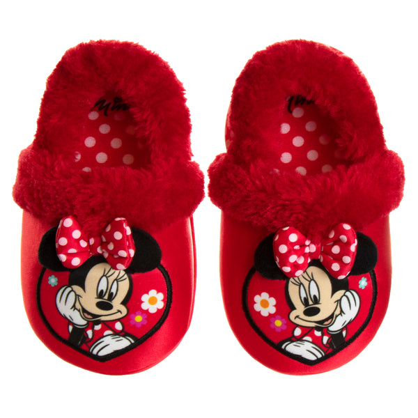 Josmo Minnie Mouse Toddler Dual Sizes Girls Slippers Red