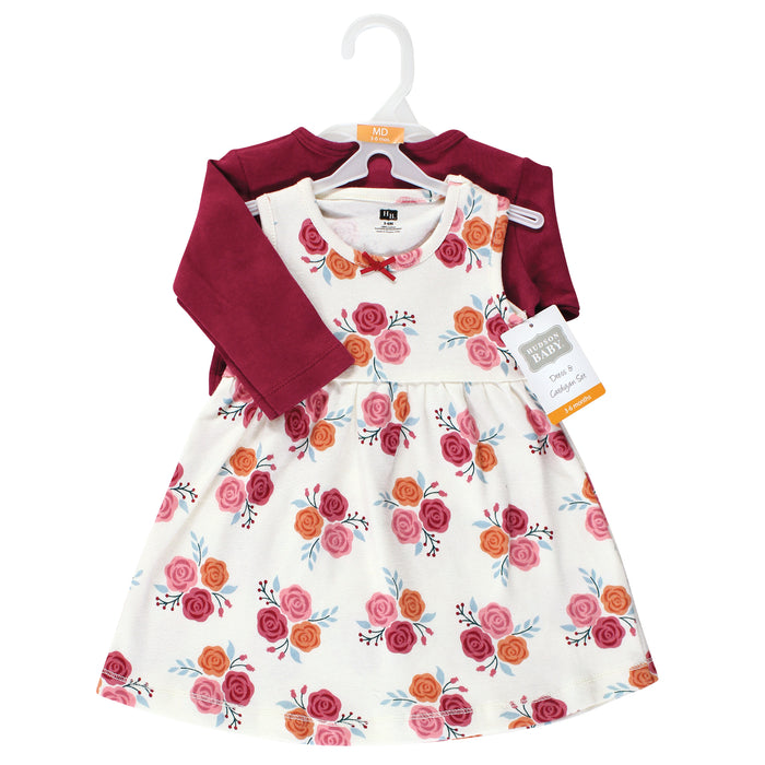 Hudson Baby Toddler & Baby Girl Cotton Dress and Cardigan Set, Autumn Rose