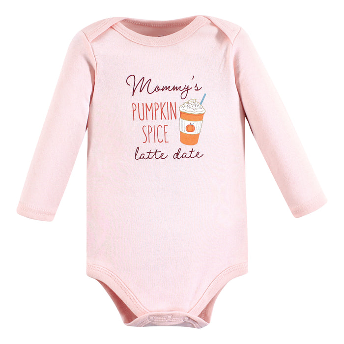 Hudson Baby Infant Girl Cotton Bodysuit and Pant Set, Pum Packin Spice Date