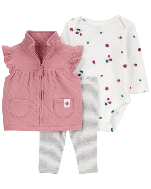 Carters 3 Piece Quilted Vest Set Pink