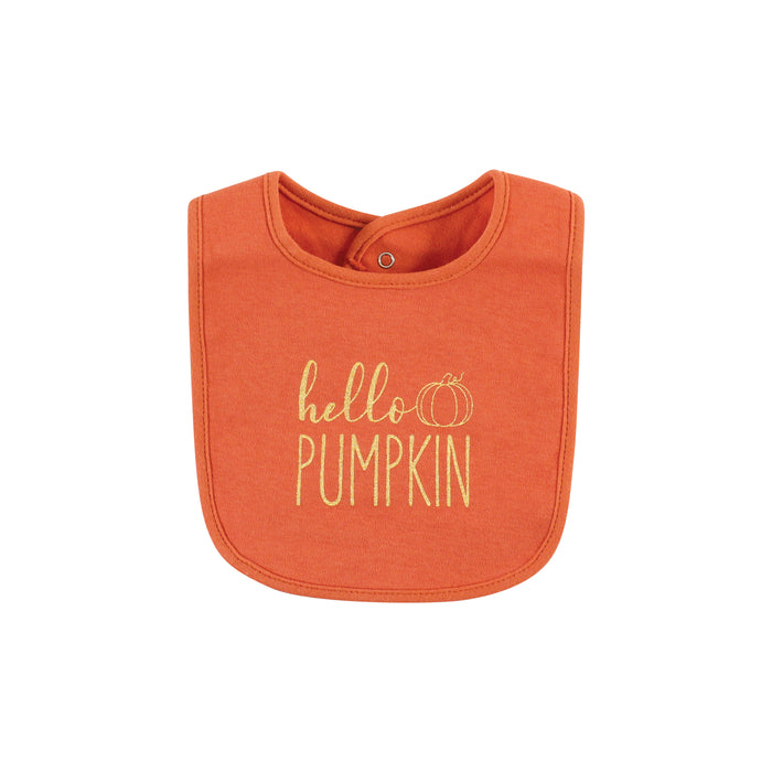 Hudson Baby Infant Girl Cotton Bib and Headband, Cutest Pumpkin, One Size