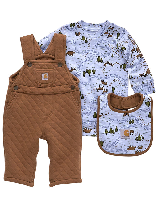 Carhartt LS Bodysuit, Quilted Flc Overall and Food Bib Set