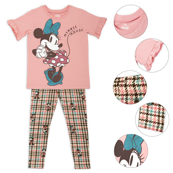 Disney Minnie Mouse 2 Piece Short Sleeve Top with Logo Legging