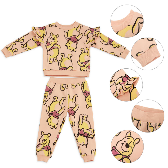 Disney Winnie The Pooh 2 Piece Fleece Ruffle Top And Pant Set