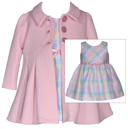 Bonnie Baby Pink Plaid Coat and Dress Set