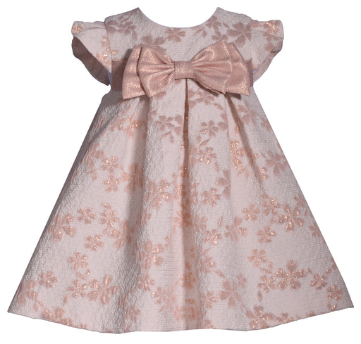 Bonnie Baby  Bow Front Trapeze Dress in Blush