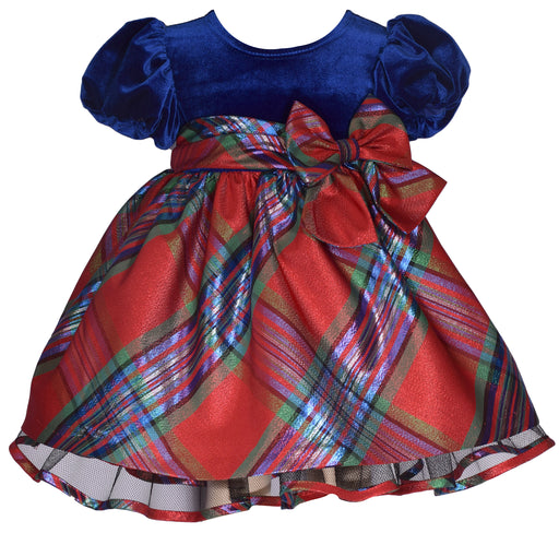 Bonnie Baby Velvet Bodice Bow Dress