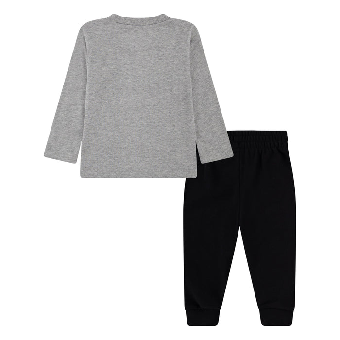 Nike Boy 2 Piece Long Sleeve Logo Tee & Pull-on Pant in Grey