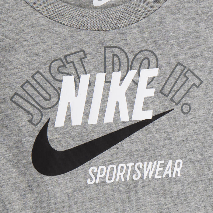 Nike Boy 2 Piece Long Sleeve Logo Tee & Pull-on Pant in Grey