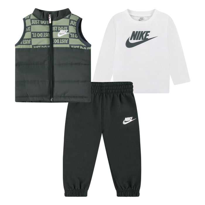 Nike Boy 3 Piece Vest Pant Set in Vintage Green