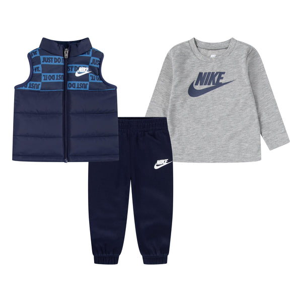 Nike Boy 3 Piece Vest Pant Set in Midnight Navy