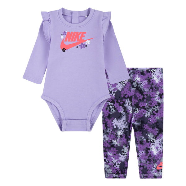 Nike Baby Girl 2 Piece Purple Bodysuit and Legging Set