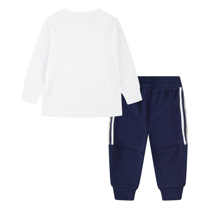 Nike Boy 2 Piece Long Sleeve Logo Tee & Pull-on Pant in Midnight Navy