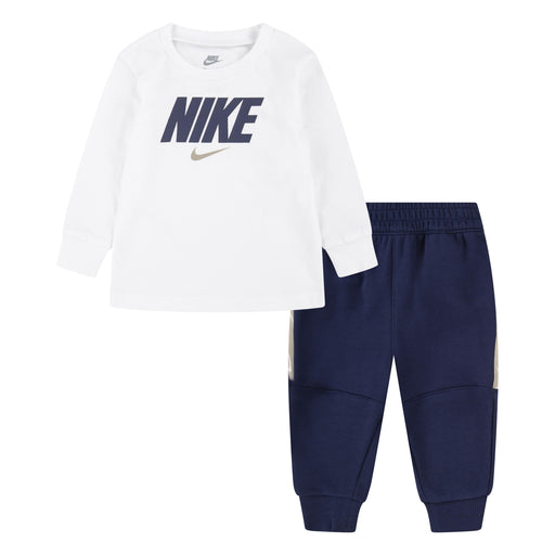 Nike Boy 2 Piece Long Sleeve Logo Tee & Pull-on Pant in Midnight Navy