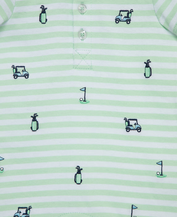 Little Me Green Golf Romper with Hat