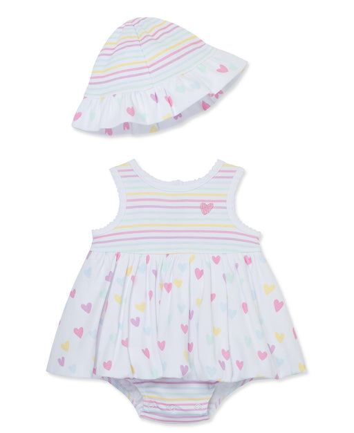Little Me Rainbow Popover Dress with Hat