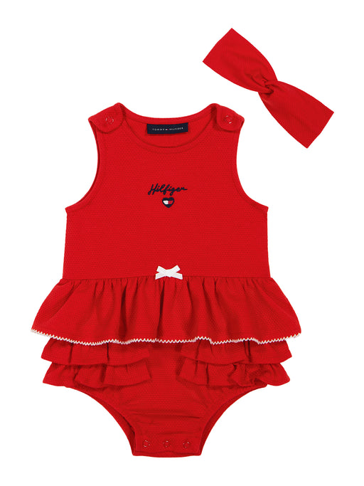 Tommy Hilfiger Red Ruffle Sunsuit with Headband