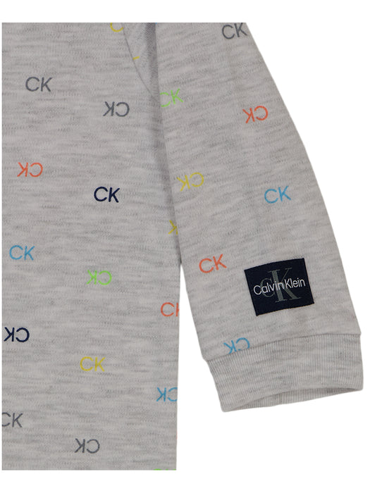 Calvin Klein White/Multi Logo Footed Coverall