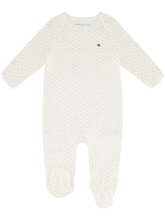 Tommy Hilfiger Ivory/Pink Dot Footed Coverall