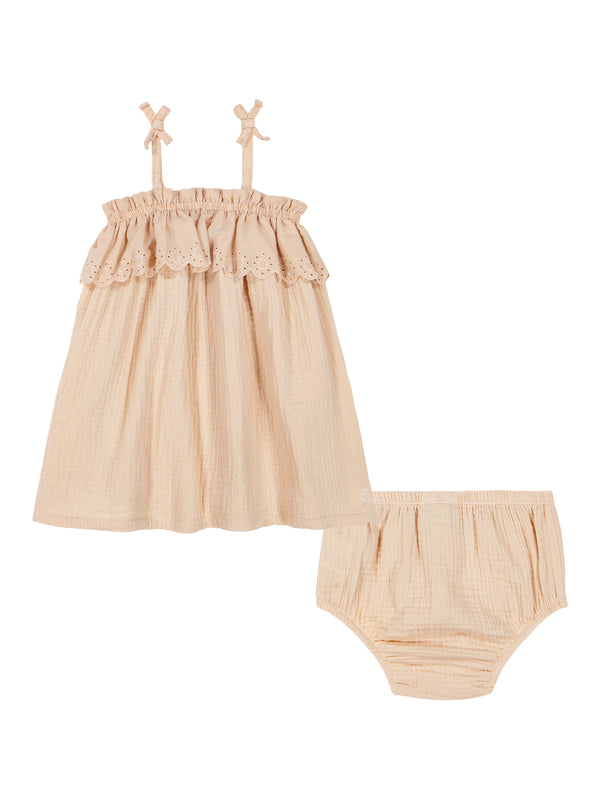 Calvin Klein Peach Woven Dress with Diaper Cover