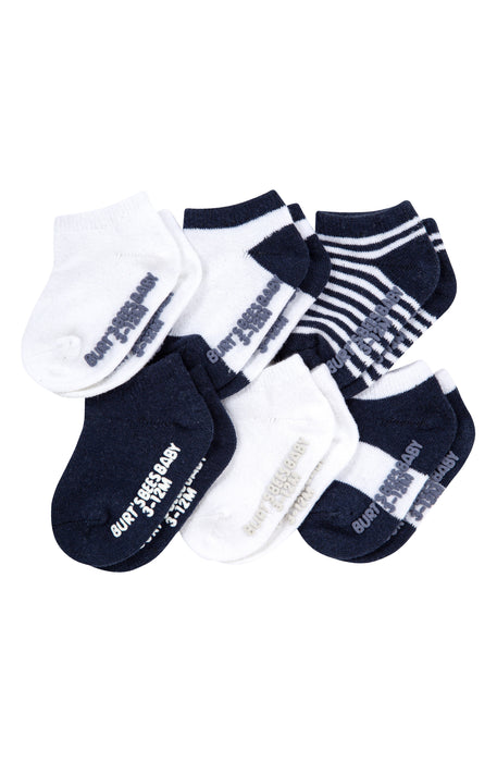 Burts Bees Solid And Stripes Organic Cotton Baby Ankle Socks 6 Pack