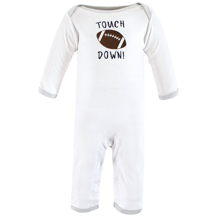 Hudson Baby Infant Boys Cotton Coveralls, Touch Down, 3-Pack