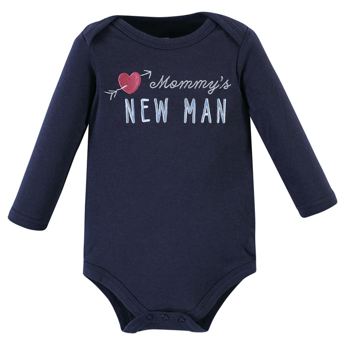 Hudson Baby Infant Boy Cotton Long-Sleeve Bodysuits, Mommys New Man