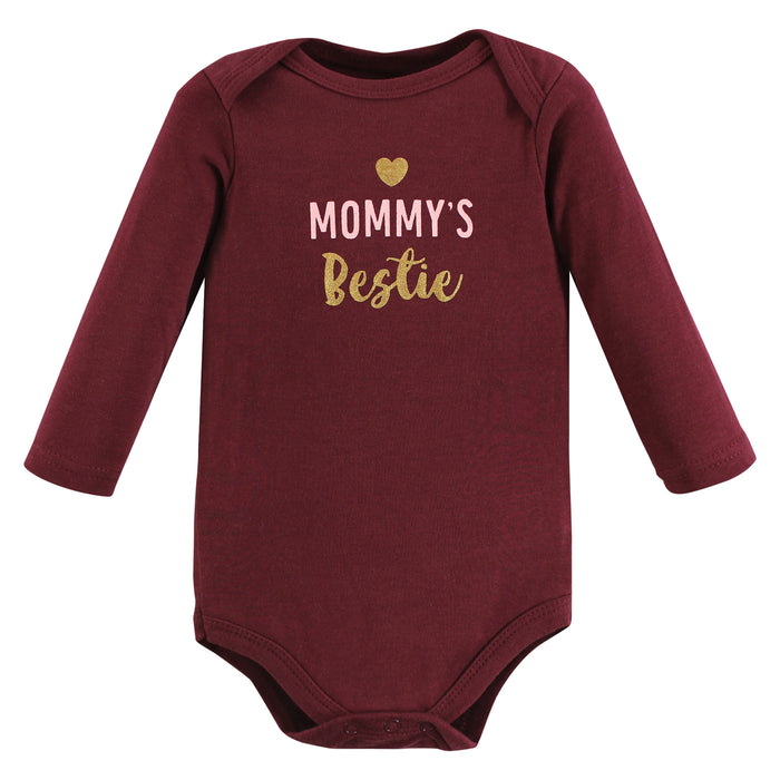 Hudson Baby Infant Girl Cotton Long-Sleeve Bodysuits, Steal Your Heart