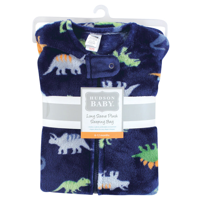 Hudson Baby Infant Boy Plush Wearable Blanket, Long-Sleeve Dinosaurs
