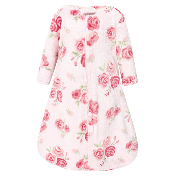 Hudson Baby Infant Girl Plush Sleeping Bag, Sack, Blanket, Blush Rose Long-Sleeve