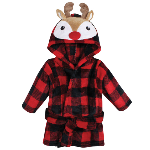 Hudson Baby Plush Animal Face Bathrobe, Rudolph, 0-9M