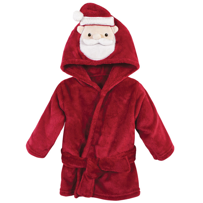 Hudson Baby Plush Santa Face Bathrobe, Red Santa, 0-9 Months