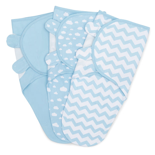Comfy Cubs Baby Swaddle Blankets 3 Pack - Blue