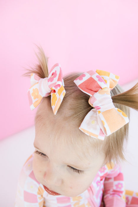 Dream Big Little Co SUMMER SUNSET CHECKERS DREAM BOW HAIR CLIPS