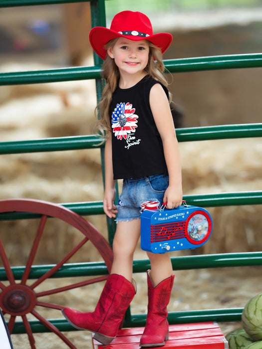 Mia Belle Girls Free Spirit Denim Shorts Set