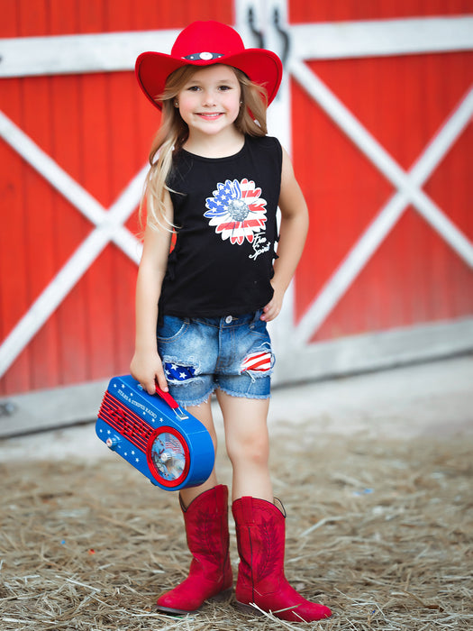 Mia Belle Girls Free Spirit Denim Shorts Set