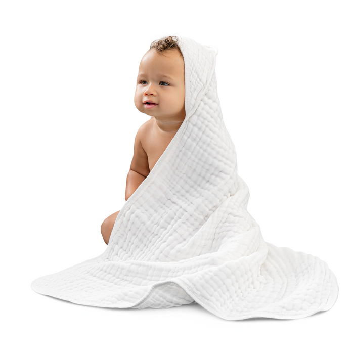 Comfy Cubs Baby Hooded Towels - White